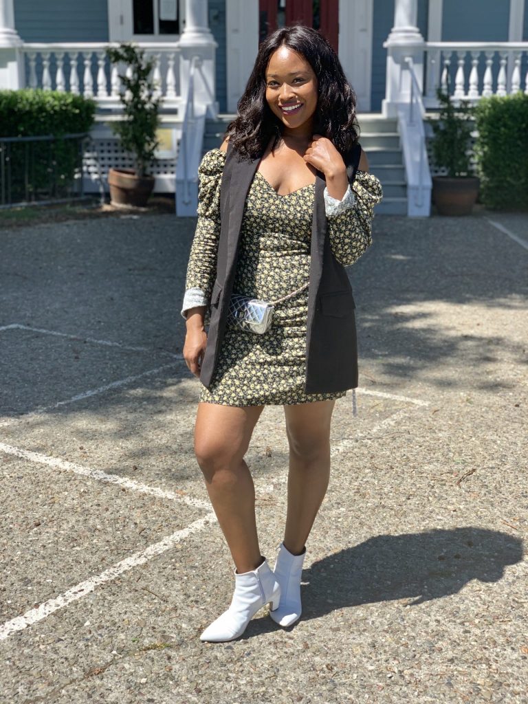 How are you balancing it all? Balancing life requires a healthy mindset and self-loveretro dress plus white boots. 