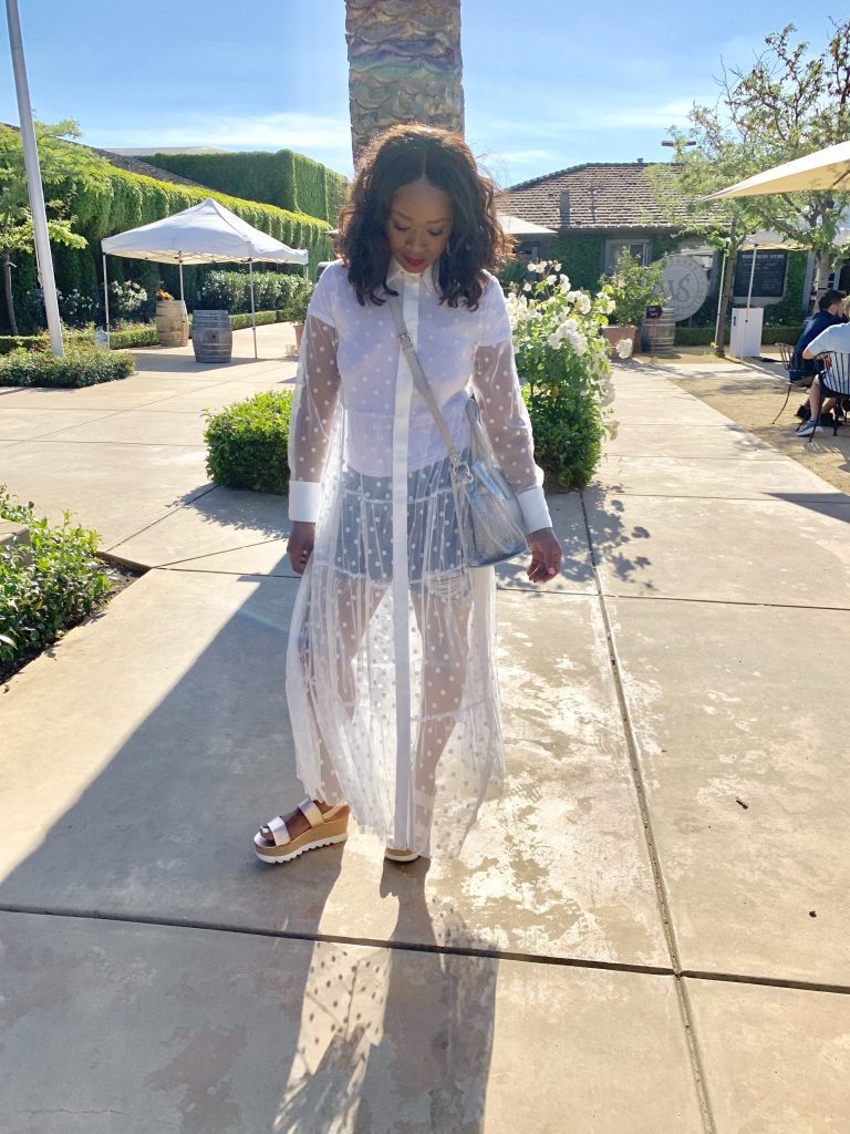 Mother's Day Recap + A Relaxing Weekend blog post by Steffanie Monae. Wearing Zara all white sheer polk a dot dress, Topshop shorts and Steve Madden sports sandals. www.steffaniemonae.com
