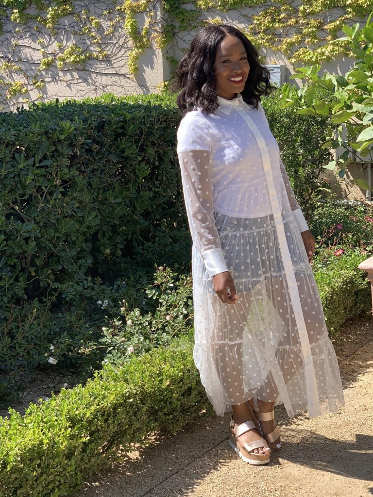 Mother's Day Recap + A Relaxing Weekend blog post by Steffanie Monae. Wearing Zara all white sheer polk a dot dress, Topshop shorts and Steve Madden sports sandals. www.steffaniemonae.com