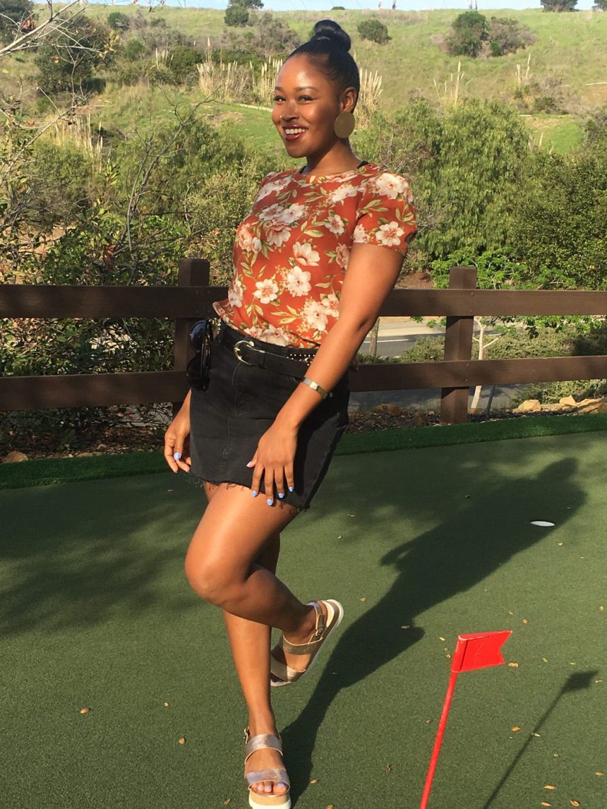 Topshop Black Denim Skirt