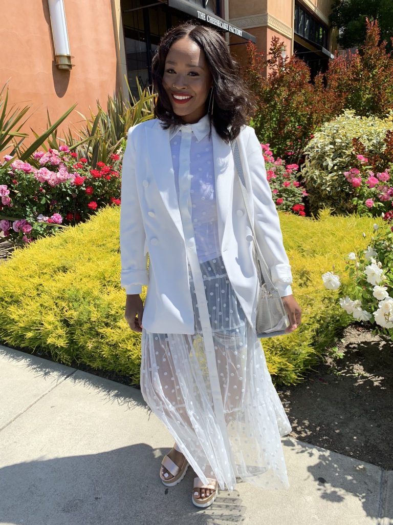 Mother's Day Recap + A Relaxing Weekend blog post by Steffanie Monae. Wearing Zara all white sheer polk a dot dress, Topshop shorts and Steve Madden sports sandals. www.steffaniemonae.com