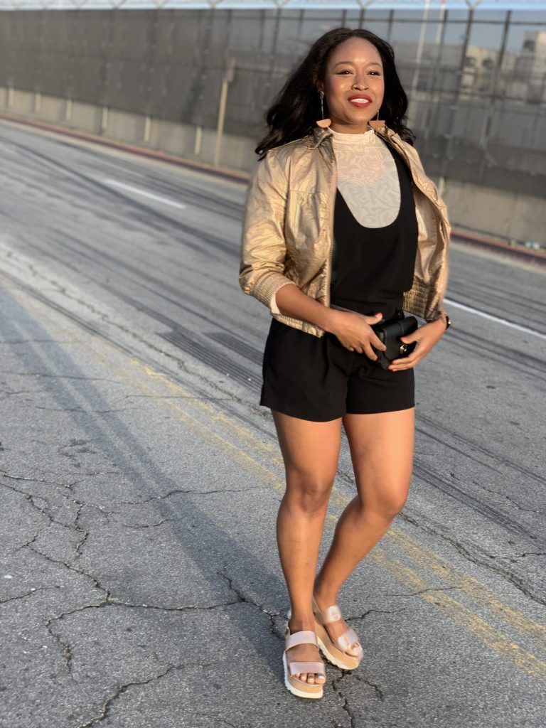 Fenty Beauty's Body Lava Product​​​ ​Review. Fashion and Lifestyle Blogger Steffanie Monae wearing, Topshop top, Forever21 Jumper, Wet Seal jacket and Steve Madden sandals! 
