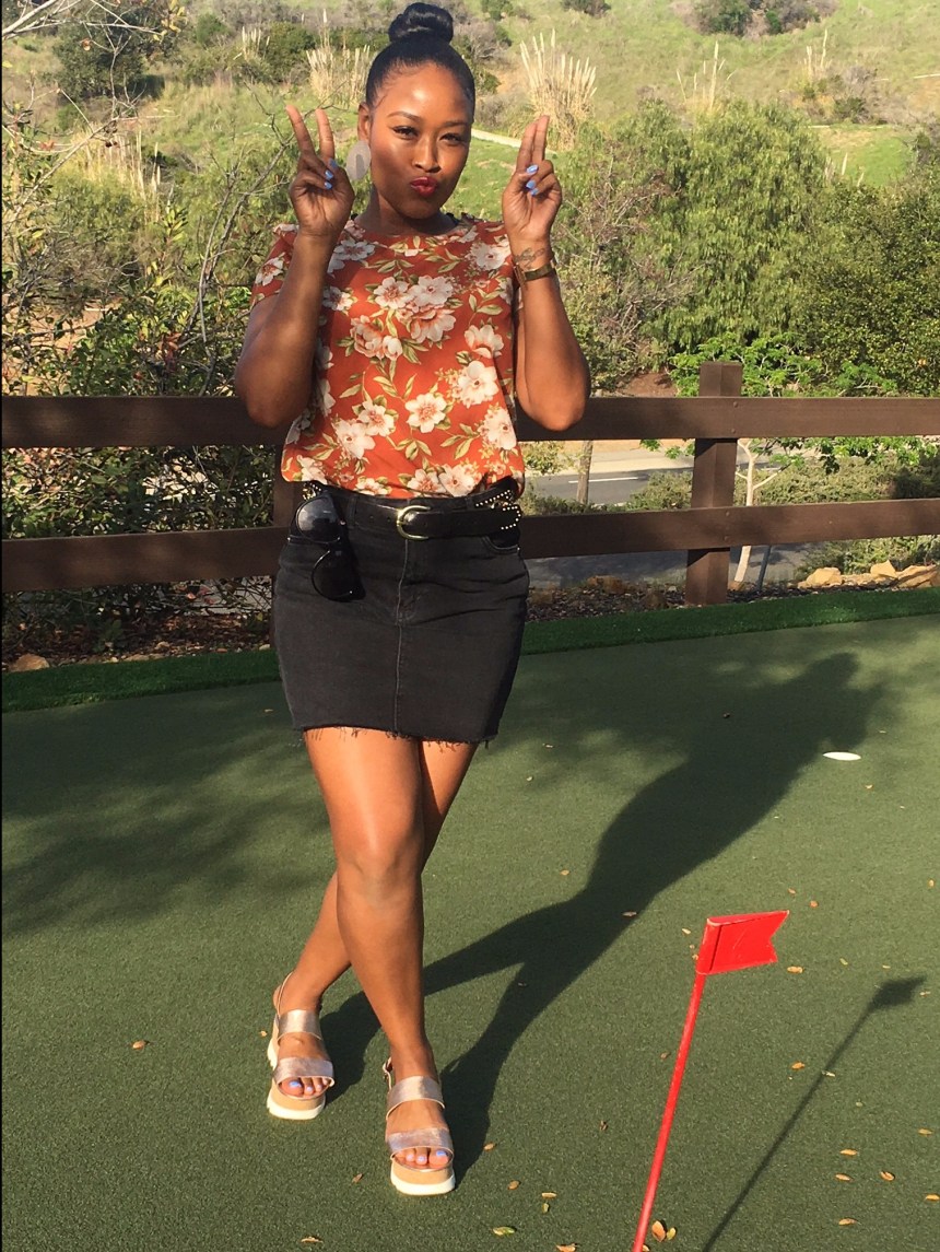 Topshop Black Denim Skirt