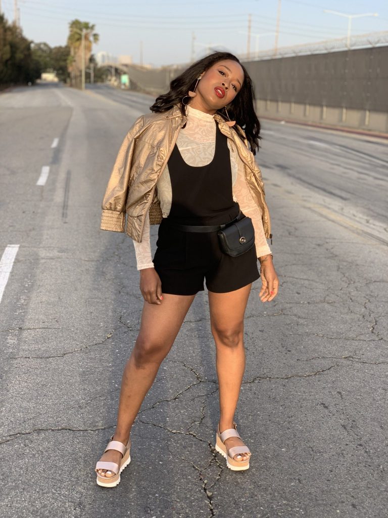 Fenty Beauty's Body Lava Product​​​ ​Review. Fashion and Lifestyle Blogger Steffanie Monae wearing, Topshop top, Forever21 Jumper, Wet Seal jacket and Steve Madden sandals! 